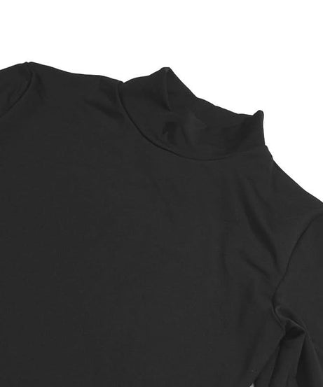 Daring Allure: Black Cut-Out Turtleneck Bodycon Mini Dress for Fall Nights & Halloween