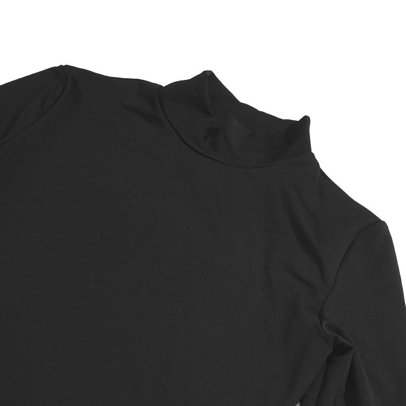 Daring Allure: Black Cut-Out Turtleneck Bodycon Mini Dress for Fall Nights & Halloween