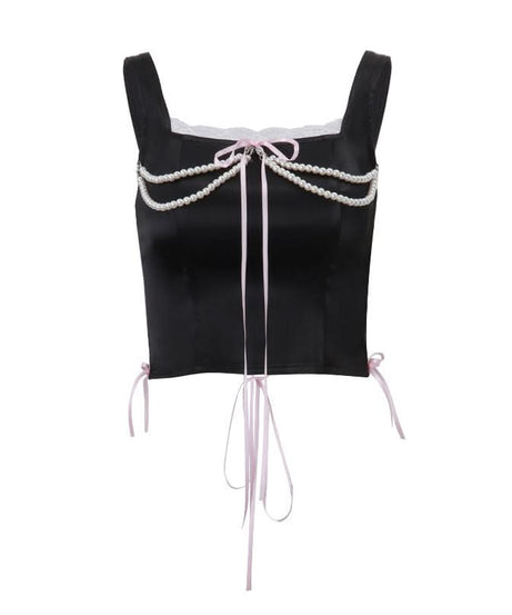 Coquette Pearl & Lace Satin Corset Top - Your Fall Party & Date Night Essential