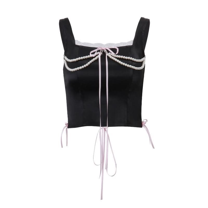 Coquette Pearl & Lace Satin Corset Top - Your Fall Party & Date Night Essential