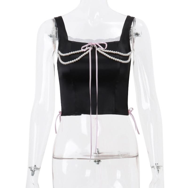 Coquette Pearl & Lace Satin Corset Top - Your Fall Party & Date Night Essential