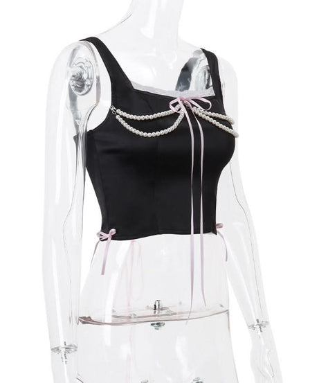 Coquette Pearl & Lace Satin Corset Top - Your Fall Party & Date Night Essential