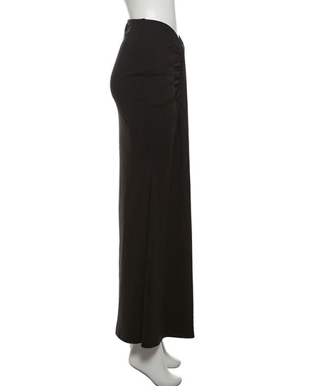 Effortless Elegance: Ruched Black Maxi Skirt for Fall & Holiday Soirées