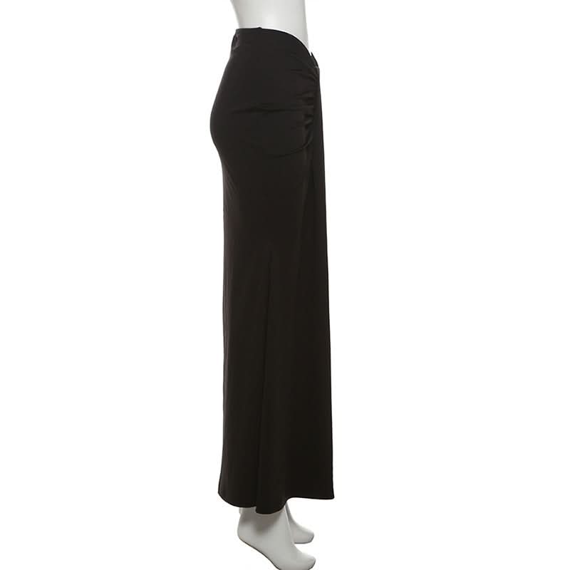Effortless Elegance: Ruched Black Maxi Skirt for Fall & Holiday Soirées