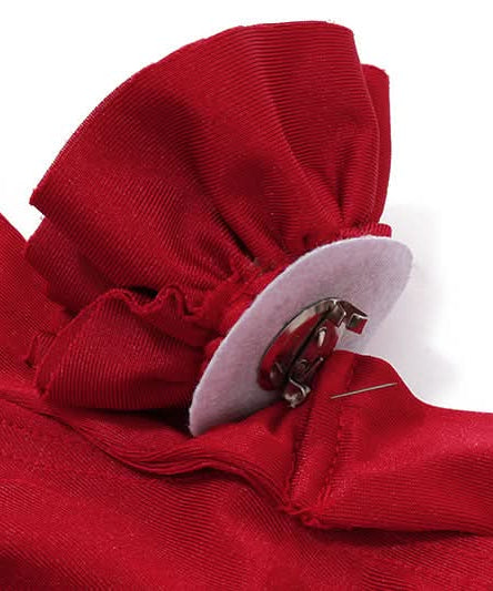 Red Hot Ruffle & Rose Off-Shoulder Mini Skirt Set - Your Fall Party & Halloween Statement