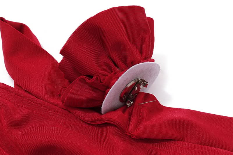 Red Hot Ruffle & Rose Off-Shoulder Mini Skirt Set - Your Fall Party & Halloween Statement