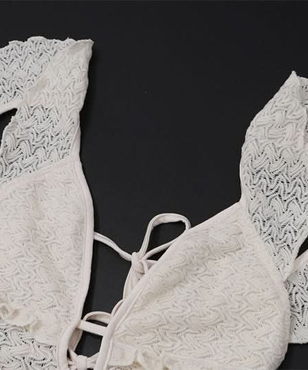 Boho Chic Ruffle V-Neck Crochet-Look Maxi Dress | Your Winter Sun Getaway Essential