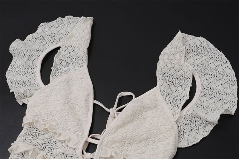 Boho Chic Ruffle V-Neck Crochet-Look Maxi Dress | Your Winter Sun Getaway Essential