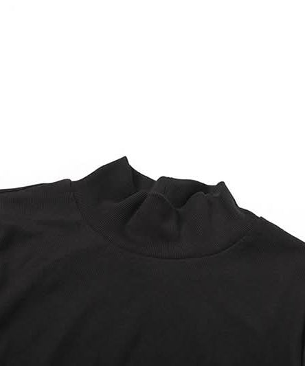 Fall Nights Out: Edgy Black Lace Corset Crop Top | High Neck Long Sleeve Goth Chic