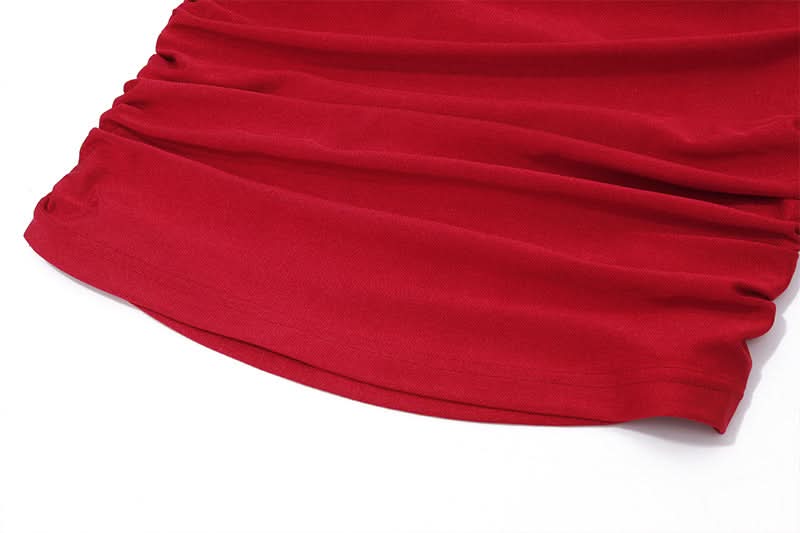 Red Hot Ruffle & Rose Off-Shoulder Mini Skirt Set - Your Fall Party & Halloween Statement