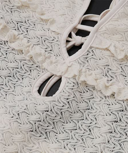 Boho Chic Ruffle V-Neck Crochet-Look Maxi Dress | Your Winter Sun Getaway Essential