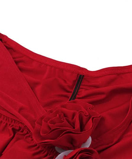 Red Hot Ruffle & Rose Off-Shoulder Mini Skirt Set - Your Fall Party & Halloween Statement