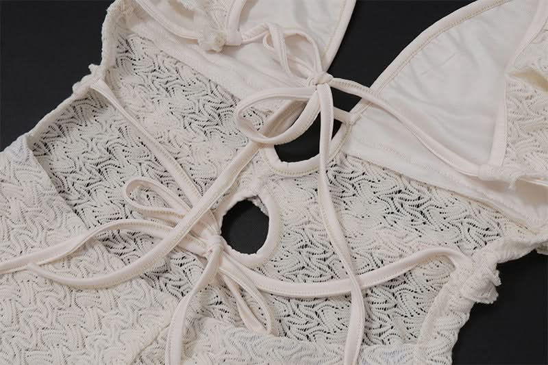 Boho Chic Ruffle V-Neck Crochet-Look Maxi Dress | Your Winter Sun Getaway Essential