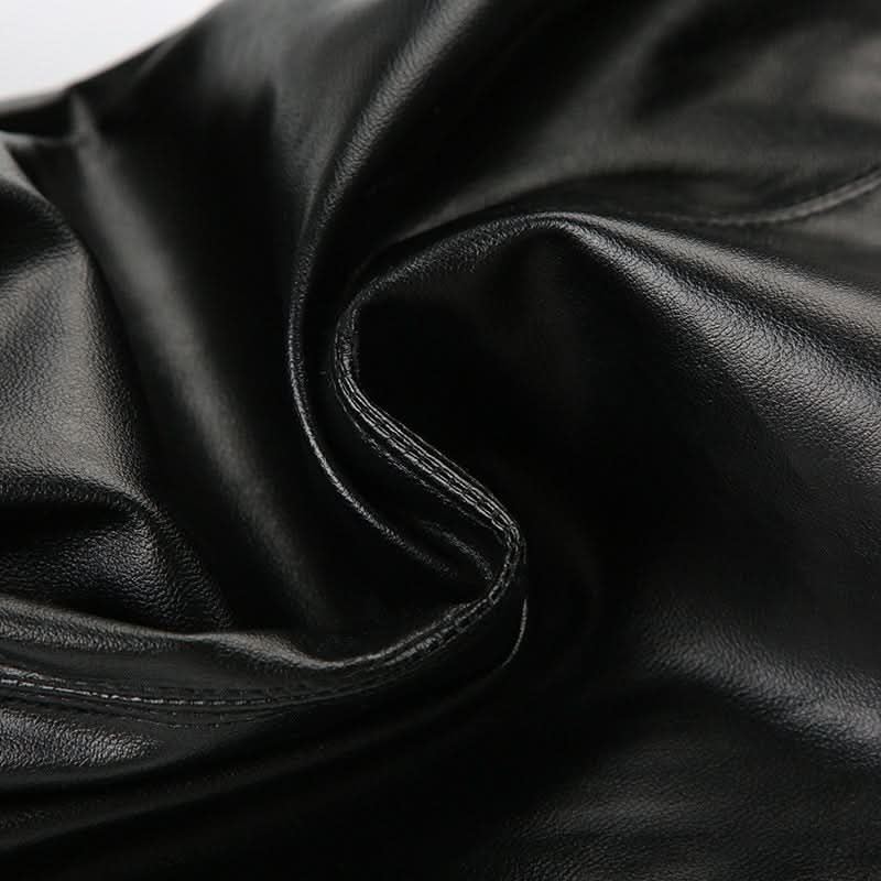 Gothic Glamour Low-Rise Flare PU Leather Pants with Buckle & Lace Trim – Your Edgy Fall & Halloween Statement Piece