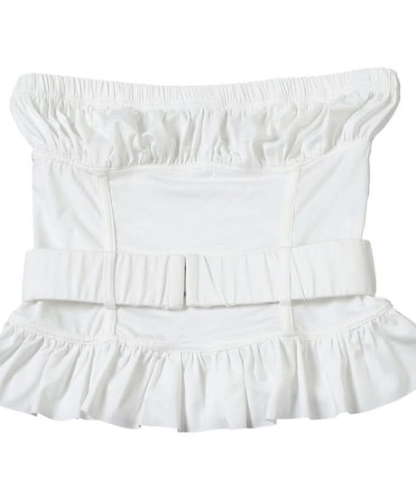 Effortless Elegance: White Ruched Peplum Tube Top – Your Fall & Holiday Go-To