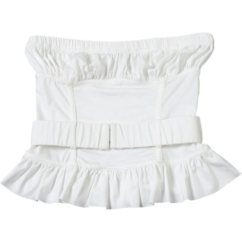 Effortless Elegance: White Ruched Peplum Tube Top – Your Fall & Holiday Go-To