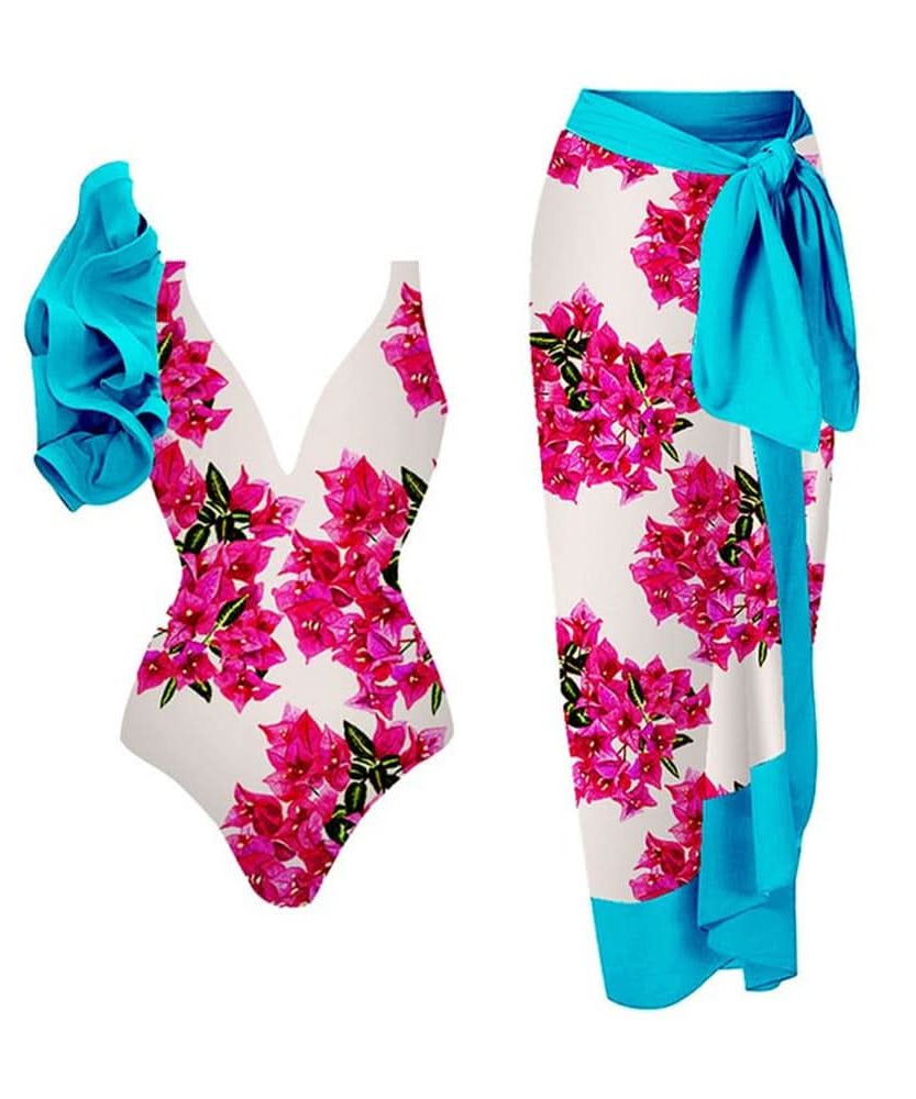 Vibrant Watercolor Butterfly 2-Piece Swimsuit & Maxi Sarong Set - Chic Resort & Fall Getaway Style