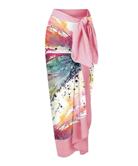 Vibrant Watercolor Butterfly 2-Piece Swimsuit & Maxi Sarong Set - Chic Resort & Fall Getaway Style