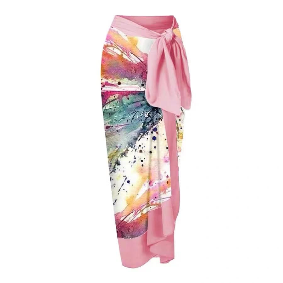 Vibrant Watercolor Butterfly 2-Piece Swimsuit & Maxi Sarong Set - Chic Resort & Fall Getaway Style