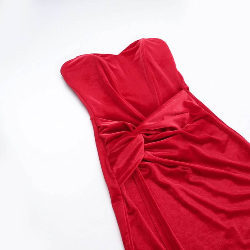 Luxe Red Velvet Sweetheart Slit Maxi Dress - Your Glamorous Gown for Holiday Parties & New Year's Eve