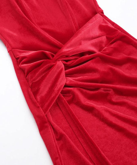 Luxe Red Velvet Sweetheart Slit Maxi Dress - Your Glamorous Gown for Holiday Parties & New Year's Eve