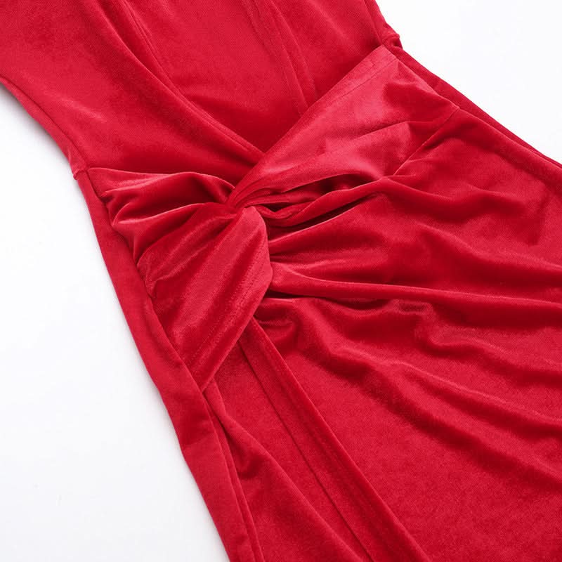 Luxe Red Velvet Sweetheart Slit Maxi Dress - Your Glamorous Gown for Holiday Parties & New Year's Eve