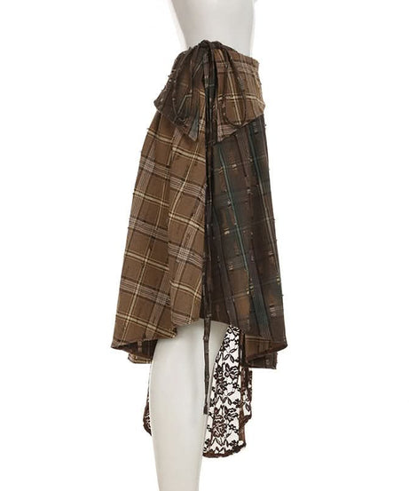 Autumn Rhapsody Plaid & Lace Asymmetrical Midi Skirt | Edgy Fall Fashion