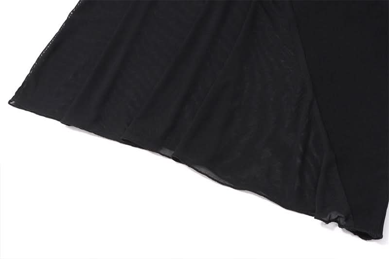 Sleek Black Mesh Panel Maxi Dress - Your Go-To for Fall & Holiday Parties