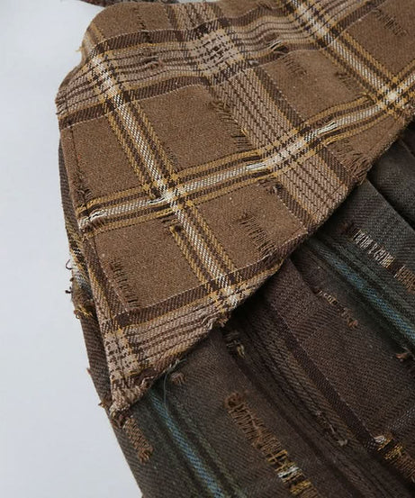 Autumn Rhapsody Plaid & Lace Asymmetrical Midi Skirt | Edgy Fall Fashion