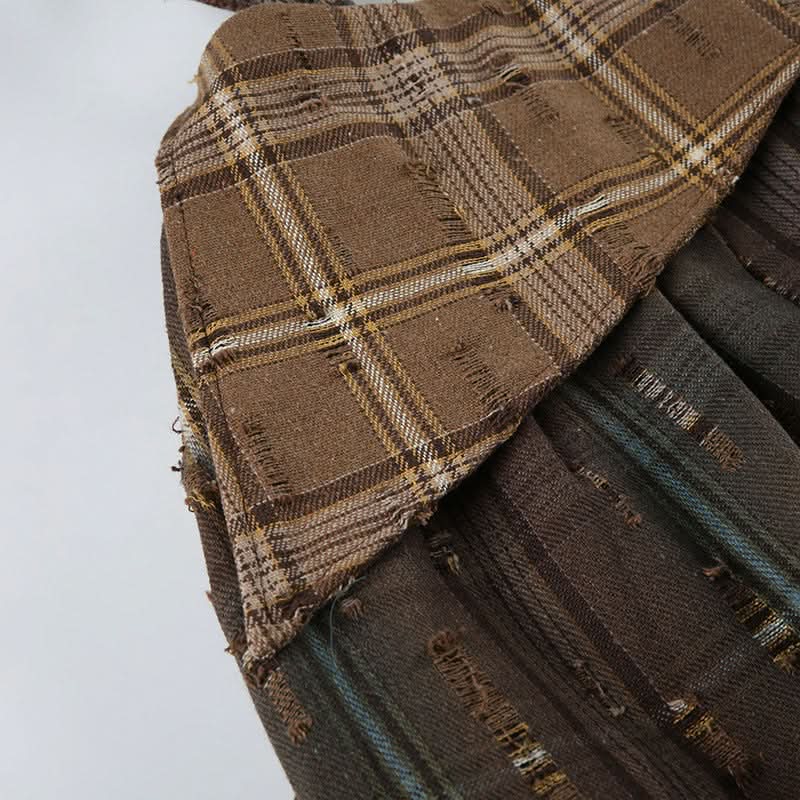 Autumn Rhapsody Plaid & Lace Asymmetrical Midi Skirt | Edgy Fall Fashion