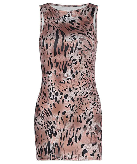 Chic Fall Animal Print Sleeveless Mini Dress - Dusty Rose Bodycon Style