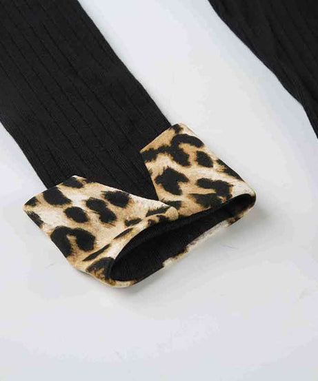 Fierce Leopard Trim Long Sleeve Mini Dress - Fall & Holiday Party Chic