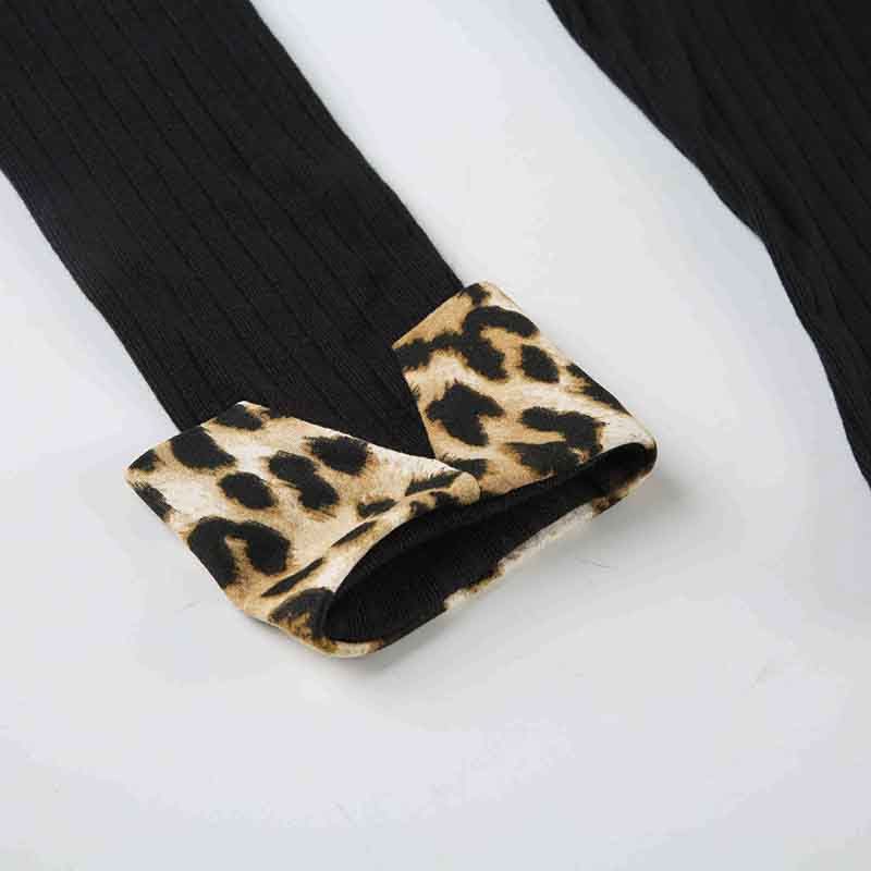 Fierce Leopard Trim Long Sleeve Mini Dress - Fall & Holiday Party Chic