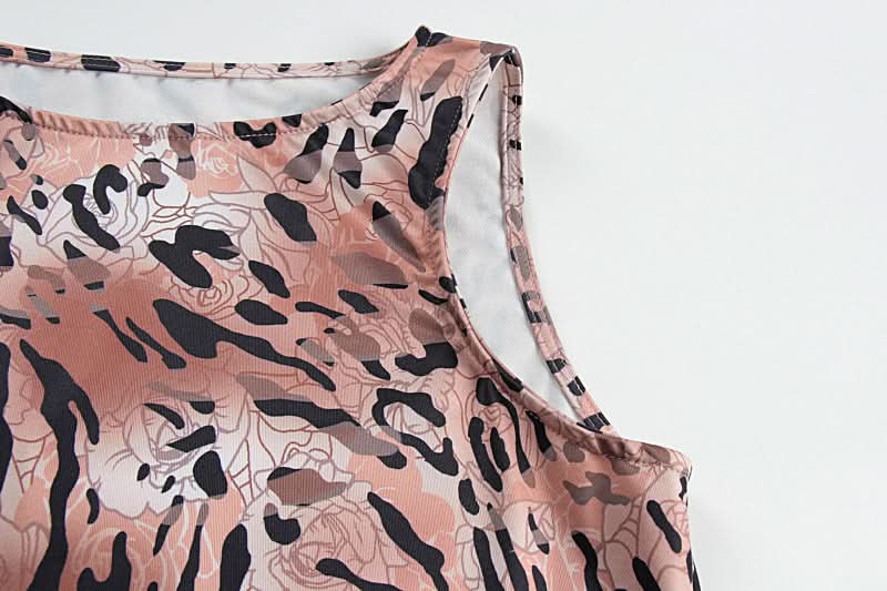 Chic Fall Animal Print Sleeveless Mini Dress - Dusty Rose Bodycon Style