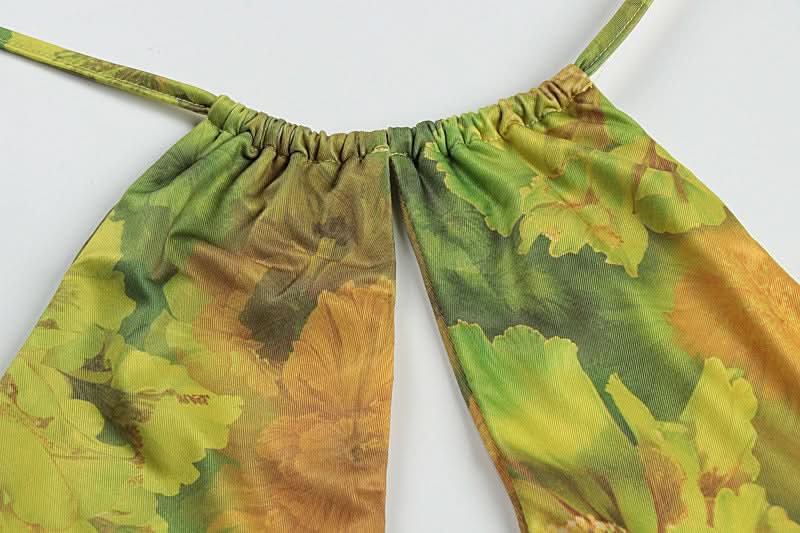 Vibrant Y2K Floral Halter Mini Dress | Keyhole Bodycon for Fall Vacations & Nights Out