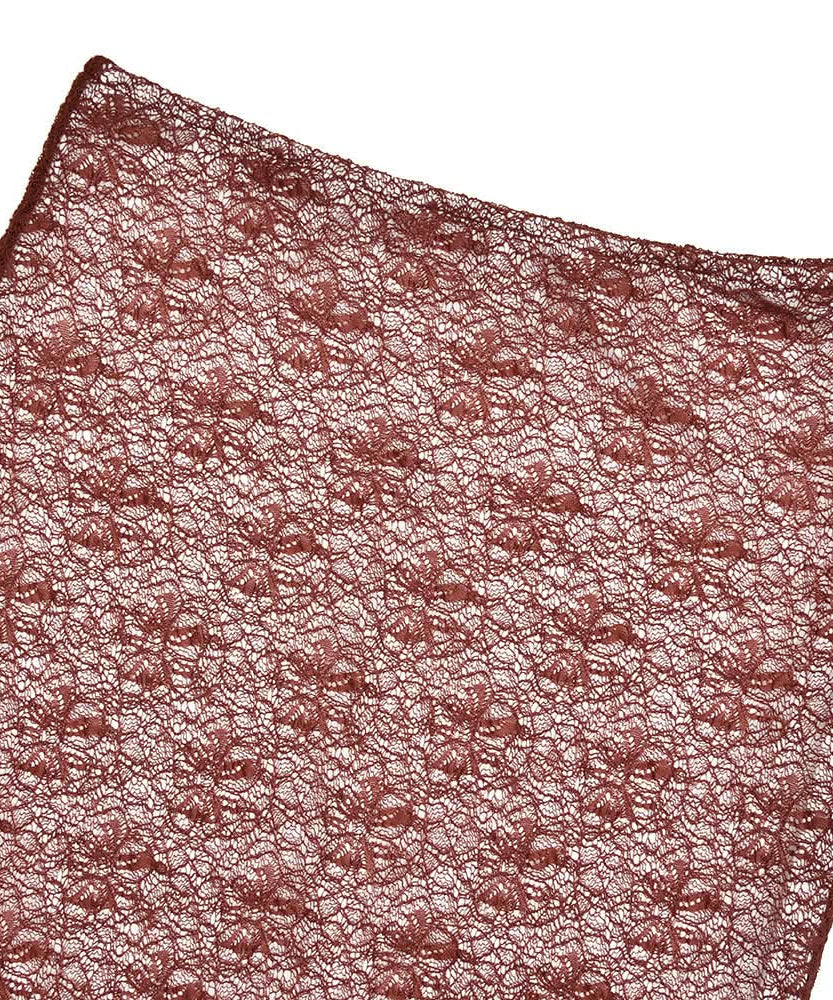 Siren Chic: Fall Rust Sheer Lace Maxi Skirt Set - Long Sleeve Bodycon Co-ord for Holiday Parties