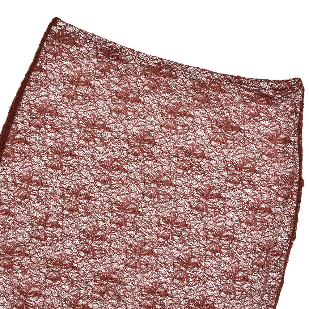 Siren Chic: Fall Rust Sheer Lace Maxi Skirt Set - Long Sleeve Bodycon Co-ord for Holiday Parties