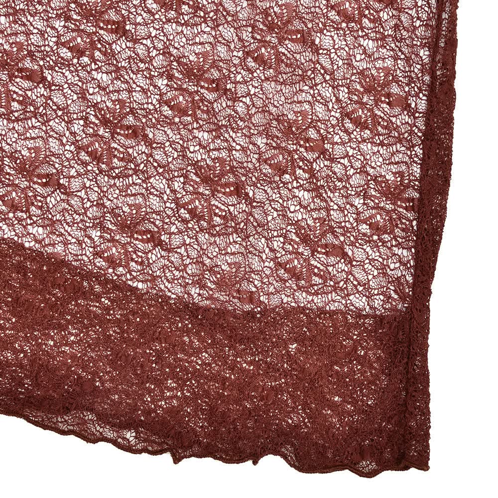 Siren Chic: Fall Rust Sheer Lace Maxi Skirt Set - Long Sleeve Bodycon Co-ord for Holiday Parties