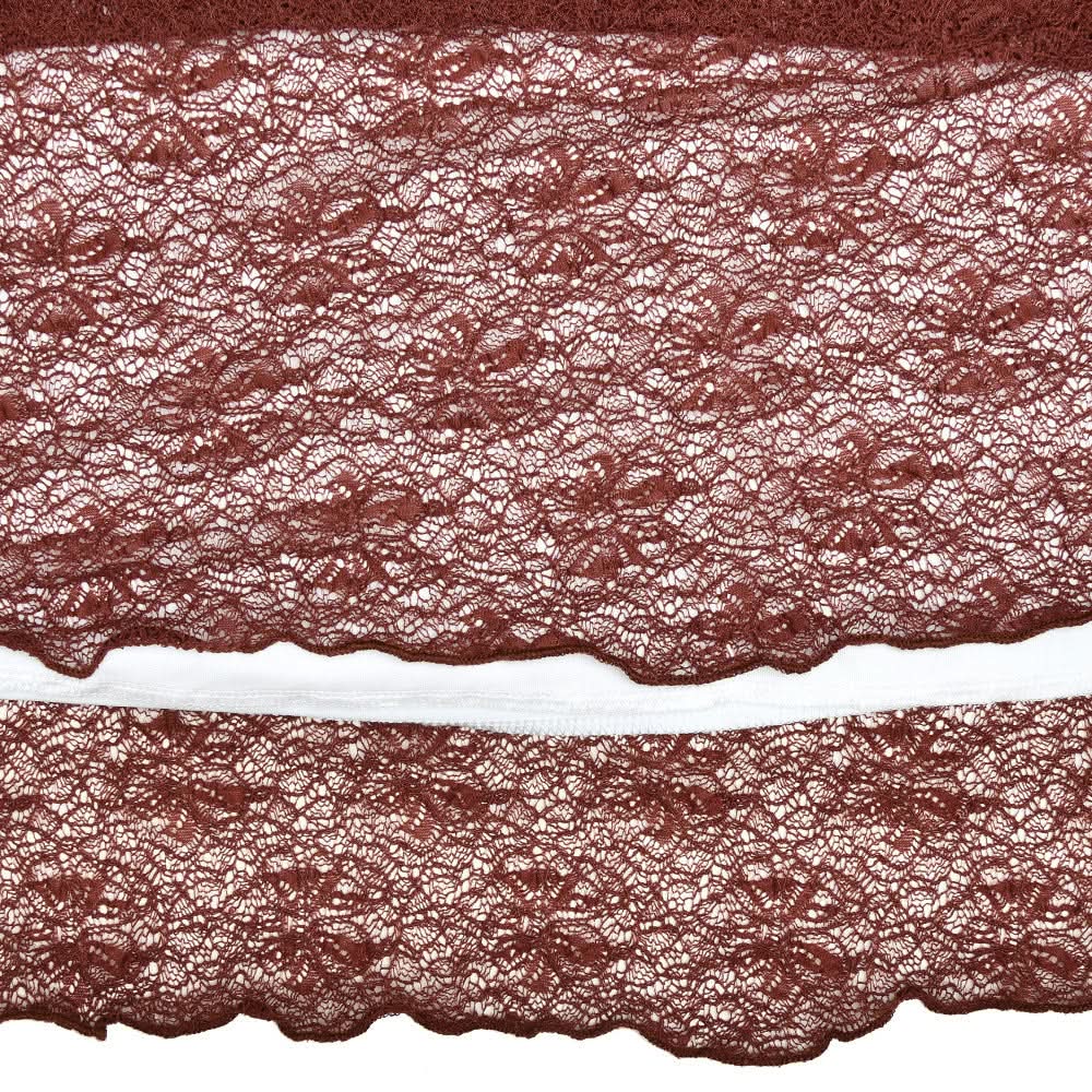 Siren Chic: Fall Rust Sheer Lace Maxi Skirt Set - Long Sleeve Bodycon Co-ord for Holiday Parties