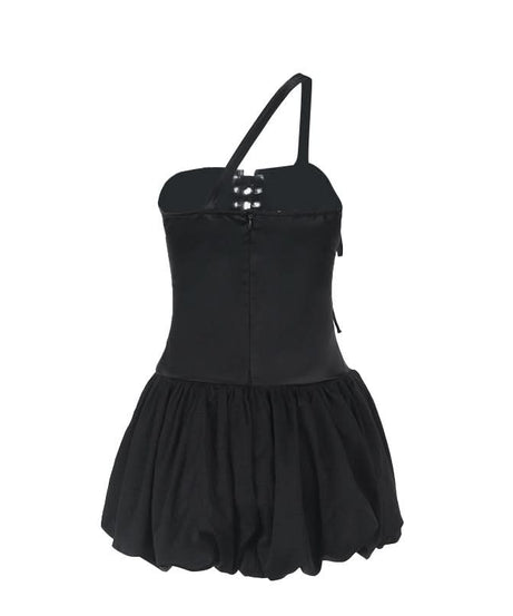 Edgy Black One-Shoulder Corset Mini Dress | Halloween & Fall Party Essential