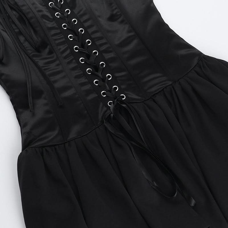 Edgy Black One-Shoulder Corset Mini Dress | Halloween & Fall Party Essential