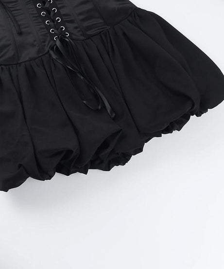 Edgy Black One-Shoulder Corset Mini Dress | Halloween & Fall Party Essential