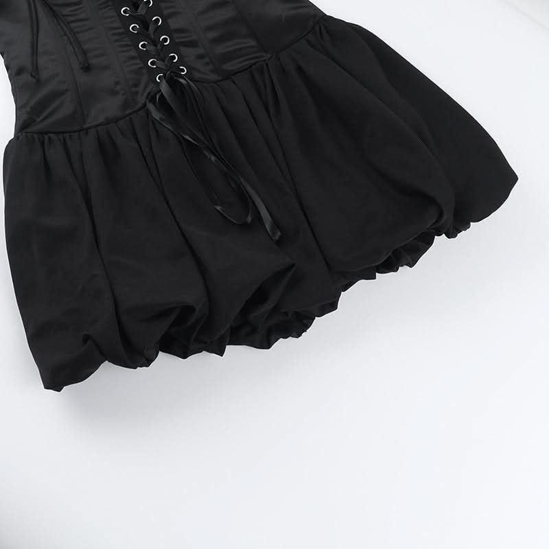 Edgy Black One-Shoulder Corset Mini Dress | Halloween & Fall Party Essential