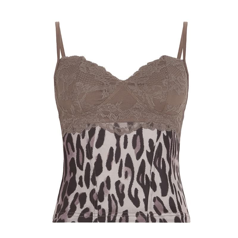 Chic Leopard & Lace Sweetheart Cami Top - Essential Fall Style