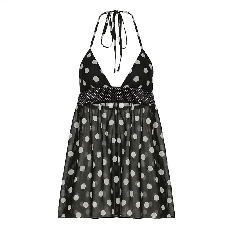 Chic Polka Dot Halter Babydoll Mini Dress - Flirty Fall Evenings & Resort Ready Style