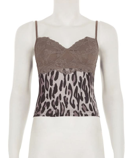 Chic Leopard & Lace Sweetheart Cami Top - Essential Fall Style