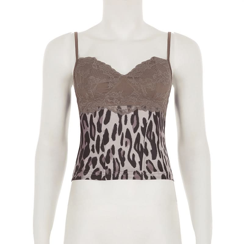 Chic Leopard & Lace Sweetheart Cami Top - Essential Fall Style