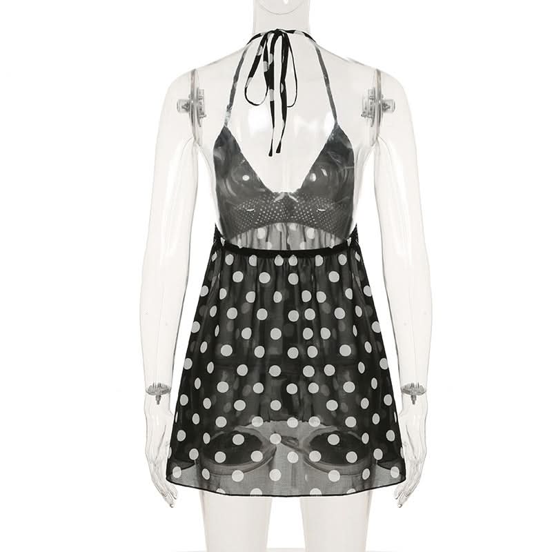 Chic Polka Dot Halter Babydoll Mini Dress - Flirty Fall Evenings & Resort Ready Style