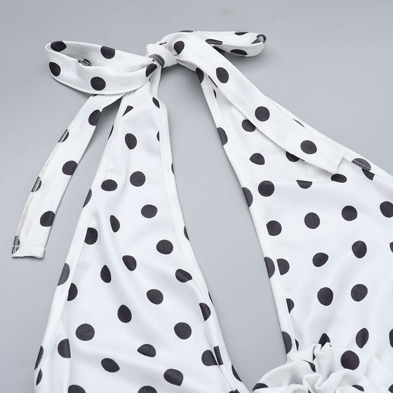 Effortless Chic: Polka Dot Halter Maxi Dress with Slit - Perfect for Fall Events & Resort Getaways