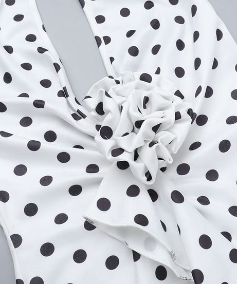 Effortless Chic: Polka Dot Halter Maxi Dress with Slit - Perfect for Fall Events & Resort Getaways